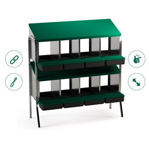 Nido de Acero Galvanizado de Doble Fila Des Champs MG04D-L: <span class=keywords><strong>Ocho</strong></span> Compartimentos para hasta 40 Pollos - Product Image 2