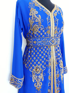 Caftan marocain moderne à l'épreuve du soleil, col haut, manches longues, robe islamique modeste, tissu Georgette respirant, approvisionnement ODM de l'Inde - Product Image 3