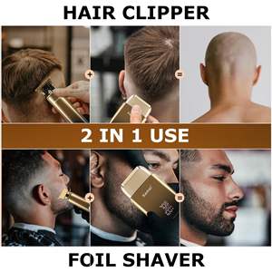 Kit de toilettage de barbe électrique rechargeable sans fil pour hommes, tondeuse et rasoir à grille pour usage domestique et professionnel - Product Image 4