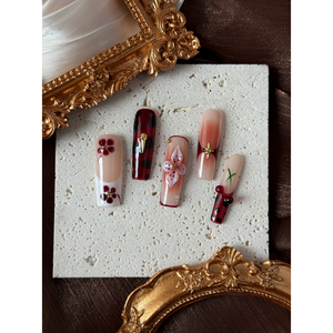 Rouge Sonata Press-On Nail Art, décoration d'ongles de qualité supérieure avec adhésif durable pour des manucures élégantes - Product Image 3