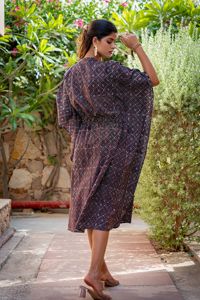 High Quality Indian Handmade Cotton Long Kaftan Luxury Print Women Beach Wear Casual Kaftan Maxi Button Wholesale Tie-Dye - Product Image 2