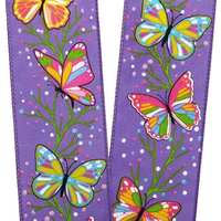 Ruban métallique en polyester et satin à imprimé floral papillon pour mariage et emballage cadeau