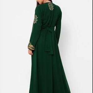 Abaya de luxe islamique de Dubaï avec perles dispersées caftan musulman robe de soirée à manches longues pour femmes - Product Image 4