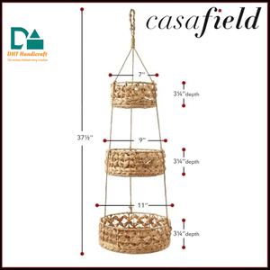 Panier de rangement mural B2B à 3 niveaux, tissé à la main, en matériaux naturels, pour restaurant, maison, UE - Product Image 5