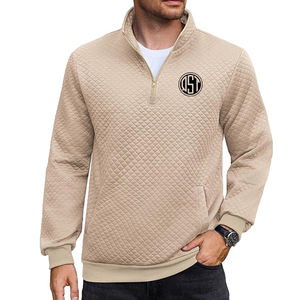 Top Classé Hommes 2025 Tendance Regular Fit Hoodie Meilleure Qualité Matériel Conception Personnalisée 1/4 Quarter Zip Brodé Uni Teint - Product Image 5