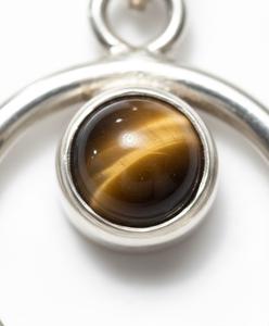 Bisel de Plata de Ley 925, banda martillada, colgante facetado, colgante de ojo de tigre, piedra natal chapada en plata, joyería fina para boda IGI - Product Image 3