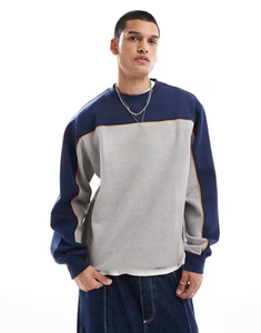 Vente en gros de pulls thermiques 100% coton de couleur bicolore pour adultes sweats à capuche imprimés bouffants personnalisés pour hommes - Product Image 5
