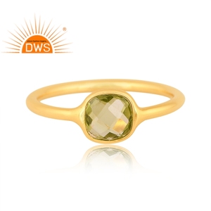 Best Quality Sterling Silver 18K Gold Plated Natural <b>Peridot</b> Gemstone Stackable <b>Ring</b> Demi Fine Jewelry Manufacturer - Product Image 2