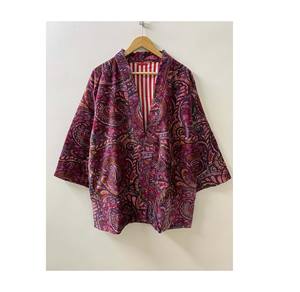 Bata Kimono de Terciopelo de Algodón Hecha a Mano con Estampado Floral, Regalo para Novia - Product Image 1