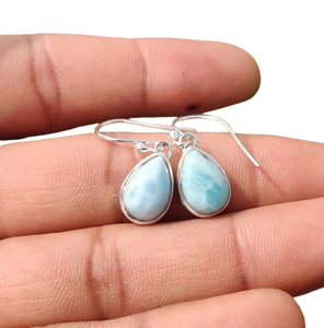 Larimar pierres précieuses boucles d'oreilles bijoux pour femmes argent Boho Style bijoux 925 argent Sterling tendance boucles d'oreilles faites à la main cadeau pour - Product Image 1