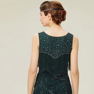 Elegante vestido de cóctel hasta la rodilla para mujer, tela de malla polivinílica transpirable, característica antiestática, cuentas de perlas bordadas de noche - Product Image 1