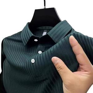2024 Summer <b>POLO</b> <b>Shirt</b> <b>Shirt</b> Neck <b>Striped</b> Men's Sports <b>Polo</b> <b>Shirt</b> Top Mesh Breathable Short Sleeve T-<b>Shirt</b> Solid Color - Product Image 5