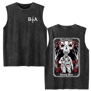 BLIZ SPORTS WEAR Men's <b>Vintage</b> Style Sleeveless Cotton <b>Tank</b> <b>Top</b> with Graphic Print O-Neck Collar 180g Fabric - Product Image 6