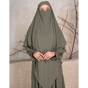 Robe de prière légère et modeste la plus vendue pour femmes, longue, avec hijab, en polyester, Abaya de l'Aïd, vente en gros pour musulmanes - Product Image 1