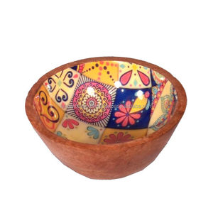 Tazón de fruta de forma redonda de madera decorativa Premium impresa para utensilios de cocina de mesa ensaladera Hogar y hoteles cuencos para servir comida - Product Image 3