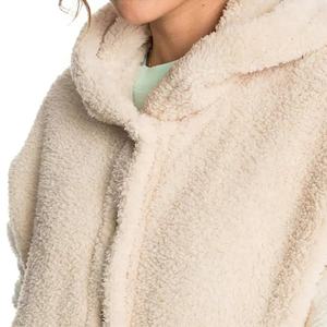 Sudadera con Capucha de Forro Polar de Alta Calidad con Logotipo Personalizado, de Punto, para Invierno, Cierre de Botón, Manga Larga, Color Sólido, para Mujer - Product Image 4