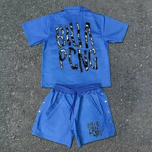 Conjunto de 2 piezas de pantalones cortos de verano con logotipo personalizado al por mayor, conjunto de pantalones cortos para hombre, ropa transpirable, conjunto de pantalones cortos y Camisa estampada - Product Image 2