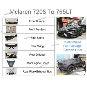 Nuovo arrivo Kit carrozzeria in fibra di carbonio completo personalizzato per Mclaren 720s aggiornamento al diffusore posteriore del paraurti anteriore stile 765LT - Product Image 2