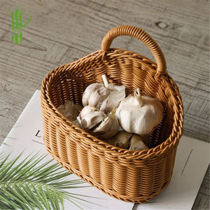 Panier de rangement en rotin tissé, accessoires de cuisine, pour ail rond, pour fruits, pots de fleurs et planteuses, outils - Product Image 4