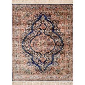 Alfombras de Seda Azul Anudadas a Mano Gulmarg Pae-5299, Rectangulares, con Medallón de Viscosa, Estilo Patchwork Abstracto, Hechas a Mano, para Uso en el Hogar y el Automóvil - Product Image 1