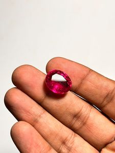 Piedra preciosa ovalada facetada rubelita natural - Product Image 2