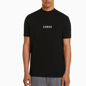 Camiseta con cuello simulado de alta calidad y precio al por mayor para hombre, camisetas negras ajustadas con logotipo personalizado y precio económico para hombre, ropa de verano - Product Image 1