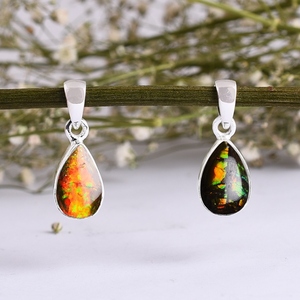 ทำด้วยมือ925จี้เงินสเตอร์ลิงพร้อมหินแอมโมไนต์อัญมณีธรรมชาติชุบทองสีเหลืองเครื่องประดับที่หรูหราของขวัญสำหรับเธอขายส่ง - Product Image 5