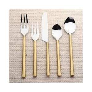 Juego de Cubiertos Minimalista de Acero Inoxidable Dorado, Diseño de Mango Elegante, Juego de Cubiertos Planos para Comer en Casa - Product Image 1