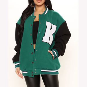 Chaqueta universitaria para mujer, Top corto, chaqueta con letras personalizadas, apliques de logotipo, parches bordados con letras, chaqueta universitaria recortada para mujer - Product Image 1