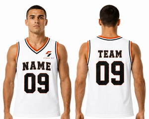 Maillot de basketball sublimé imprimé, col en V, sans manches, athlétique, anti-humidité, 100 % polyester, respirant, séchage rapide - Product Image 1