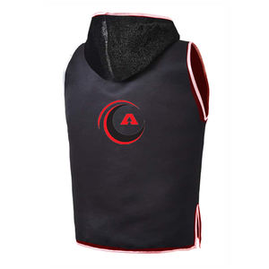 Combo de chaqueta y pantalones cortos con capucha y chaleco de anillo de satén sin mangas de color sólido para boxeo, equipo de entrenamiento versátil - Product Image 2