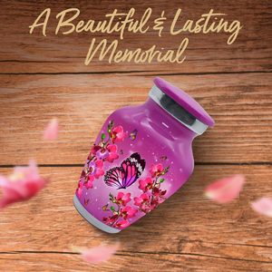 Pink Butterfly Urns Set of 4 - Small <b>Keepsake</b> for Human Ashes with <b>Box</b> & Bags - Pink Urns for Women - Mini Urns for Ashes - Product Image 4