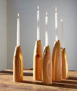 Soporte de vela de madera único para decoración del hogar de lujo, diseño moderno hecho a mano, respetuoso con el medio ambiente, vida sostenible, regalo de Navidad, artesanías HF - Product Image 2