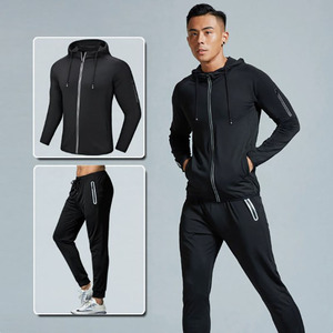 Conjunto Deportivo de 2 Piezas para Hombre, Chaqueta y Pantalones de Secado Rápido con Capucha, Ropa Deportiva para Actividades Físicas - Product Image 3