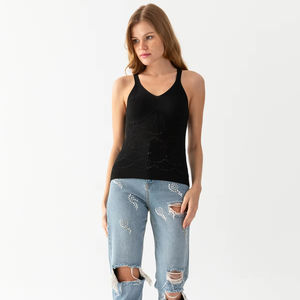 Halter Collar Trou Tricots Athlète Femme Athlète Sangle Tricots Athlète Élégant et Élégant - Product Image 1