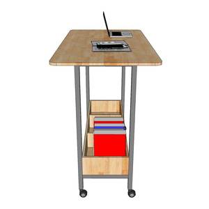 STD68041 Home Office Computer <b>Desk</b> with Iron Legs 140x70x105cm Mobile Standing <b>Desk</b> Bookshelf <b>Folding</b> Adjustable Height Features - Product Image 6