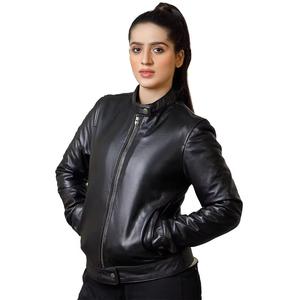 Chaqueta Bomber de gran tamaño marrón hecha a mano para mujer, chaqueta de cuero genuino de piel de cordero, ropa de invierno informal, chaqueta de cuero genuino para mujer - Product Image 1