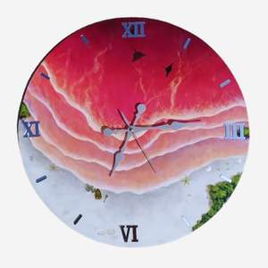 Horloge murale en résine artisanale de luxe, moderne, étanche, surdimensionnée, veilleuse, décoration de mariage, décoration de la maison, salle à manger, mécanique, à piles - Product Image 1