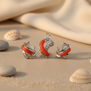 ชุดต่างหูจี้เงินแท้ 925 ประดับปะการัง ชุบทองคลาสสิก ประดับเพชรซิคอน โกเมน อเมทิสต์ ออนิกซ์ สำหรับงานปาร์ตี้และงานแต่งงาน - Product Image 2