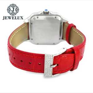 Elegante reloj cuadrado de lujo Automático Cuarzo Medio Iced Moissanite Diamante Correa de cuero rojo Aspecto antiguo Edición limitada - Product Image 4