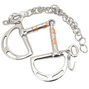 Bridon à double articulation avec anneau en D en acier inoxydable de qualité supérieure, soulagement maximal de la langue, support latéral stable, empêche le refoulement du bit par le cheval - Product Image 1