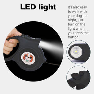 Laisse rétractable en nylon pour chien avec éclairage LED bleu, 3 m, imperméable, durable, style luxueux et rembourré avec fonction de libération rapide, convient aussi aux chats - Product Image 4
