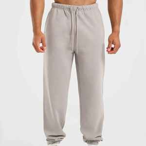 Pantalon de survêtement personnalisé épais en éponge française surdimensionné à double taille blanc ample baggy ample à jambes larges pour hommes - Product Image 1