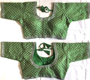 Modern O-Neck Women's Blouse Woven Design Fashionable Embroidered Patchwork Sequined Thread Foil Button Decoration for Weddings - Product Image 4