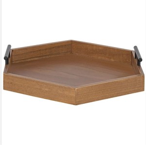 Fournitures pour restaurants et hôtels Plateaux en bois Plateau octogonal en bois de manguier naturel avec poignées en métal Utilisation de service et de décoration Prix bon marché - Product Image 2