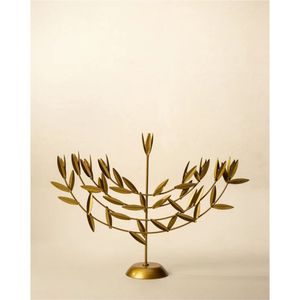 <b>Vintage</b> Gold Leaf Candle <b>Stick</b> Holder Nordic Style Metal Tabletop Decor Set of2 Decorative Taper Holders Wholesale Candle Holder - Product Image 4