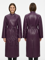 Gaya Busana Grosir Mantel Panjang Berbulu Rubah yang Dapat Dibalik, Berisi Bulu, dengan Sabuk di Pinggang, Kerah Tinggi, Slim Fit, Elegan untuk Musim Dingin, Bahan Sutra.