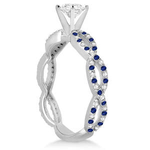 Bague de fiançailles en or blanc 14 carats, éternité infinie, 0,40 ct, pavé de diamants et saphir bleu, collection de bagues élégantes en diamants - Product Image 2