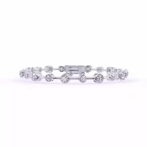 14K Solid Gold <b>Bracelets</b> Unique Dual Interlaced Design VVS Lab Grown Diamond Brilliant Cut Bezel Set Diamond <b>Bracelets</b> Bangles - Product Image 2