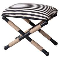 Tabourets carrés noirs confortables élégants avec base en forme de X en jute et coussin tissé pour une décoration intérieure élégante